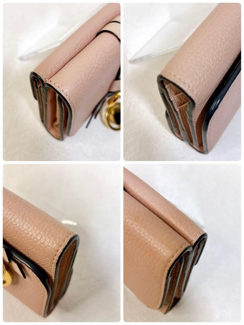 美品　Chloé アルファベット 三つ折り財布 Cチャーム ピンクベージュ　箱付