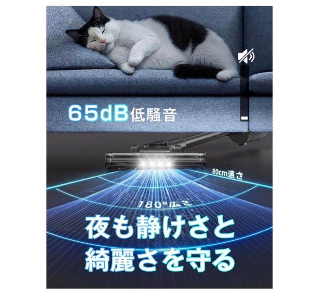 超強力吸引 50分連続稼働 掃除機 低騒音 サイクロン式 軽量 コードレス 黒