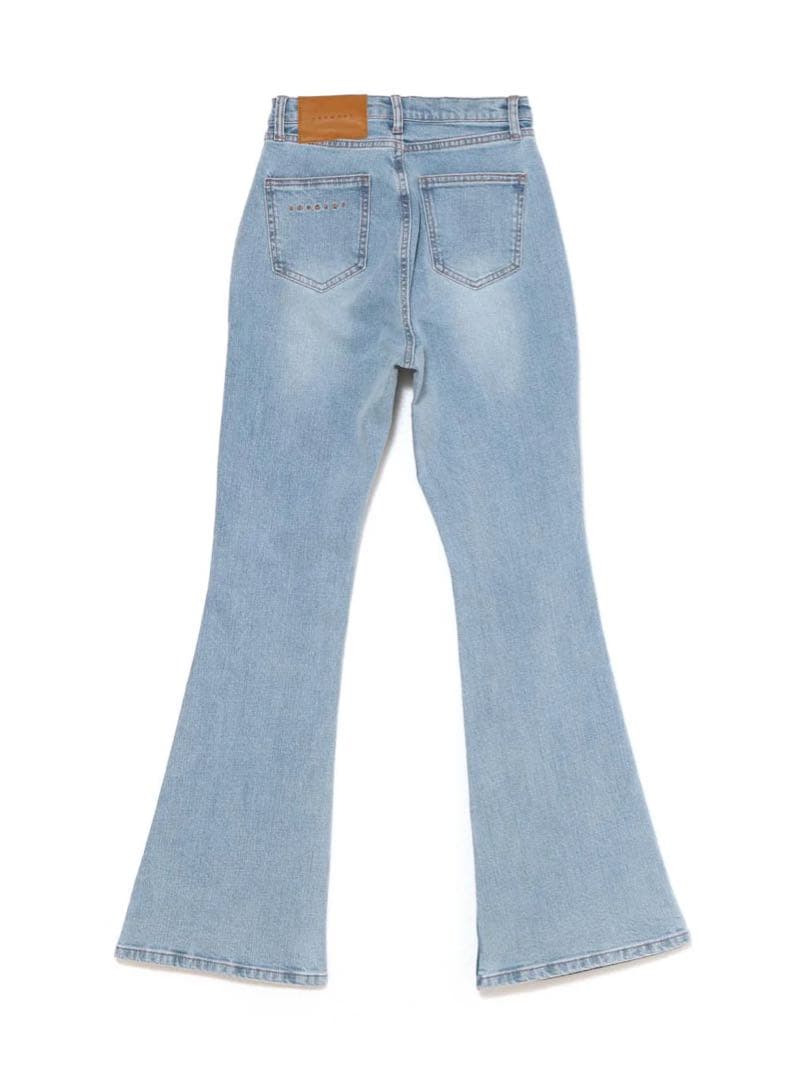 パンツ andmary Mary logo flare denim blue beige