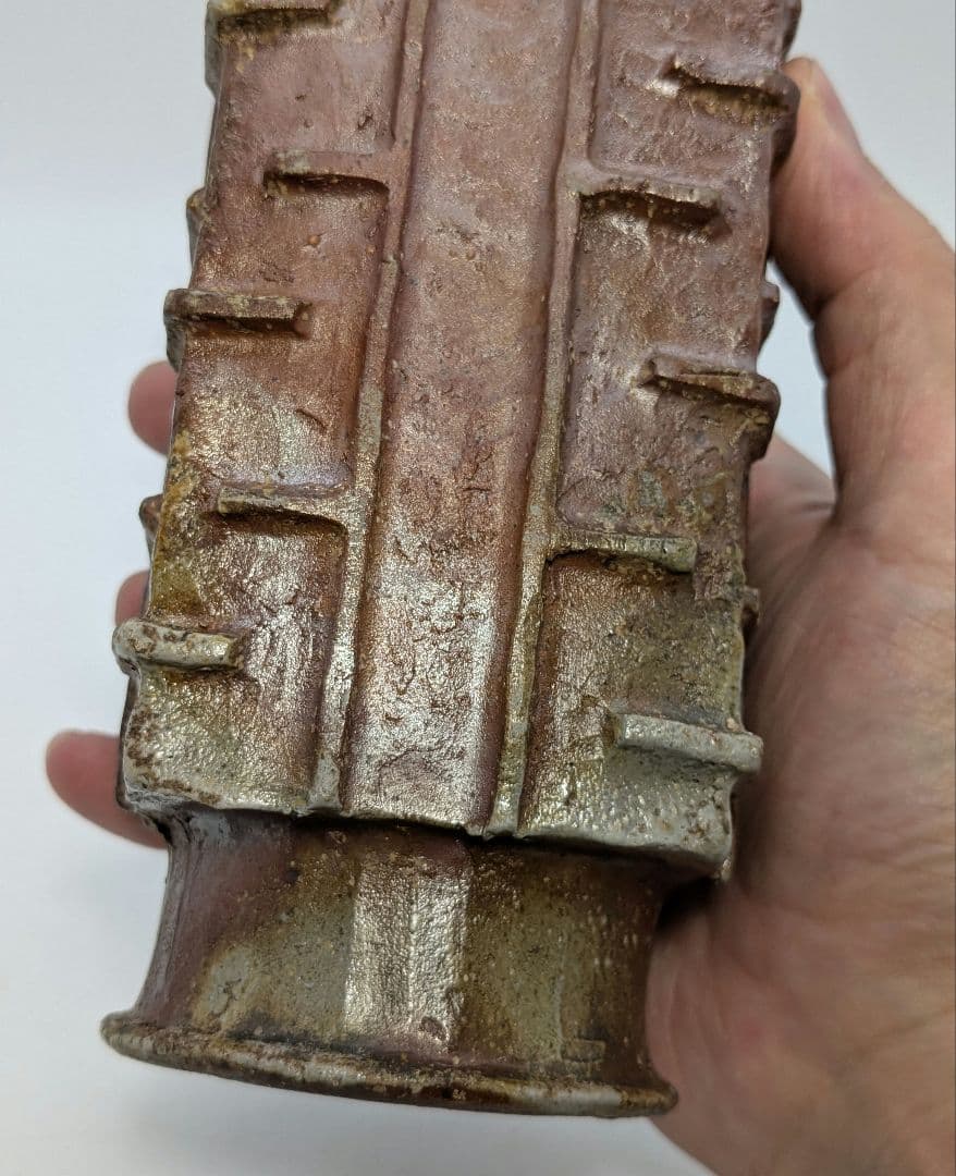 伝統工芸士 豊福寛 備前焼 算木花生 花器 フラワーベース 花瓶 花入 置物
