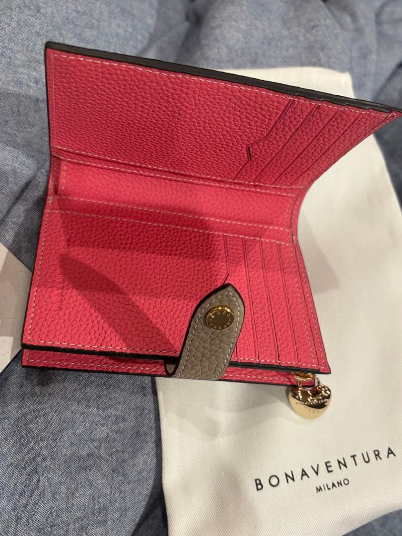 Bonaventura 二つ折り財布 グレージュ×アザレ