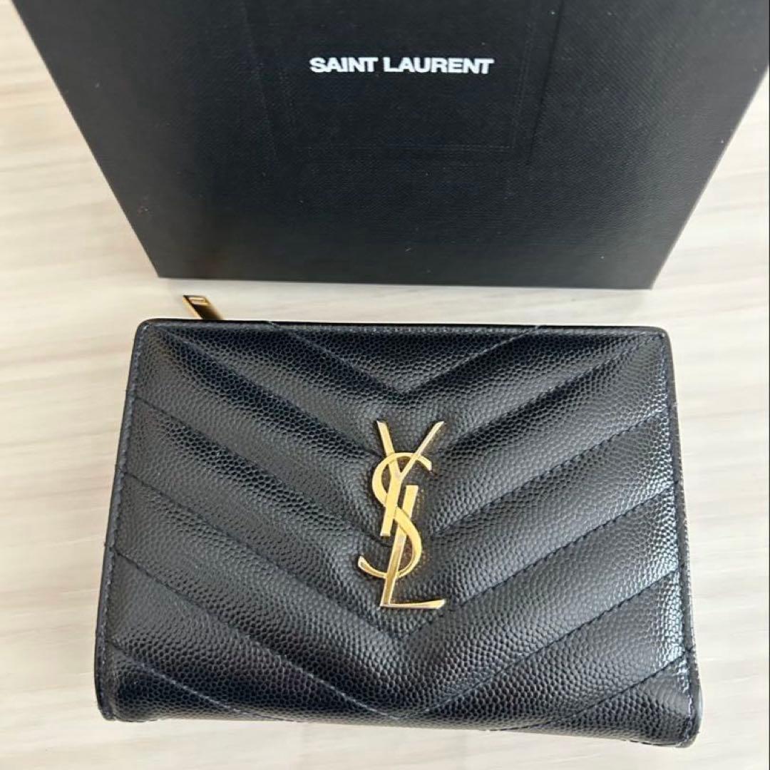 サンローラン SAINT LAURENT ブラック 二つ折り財布