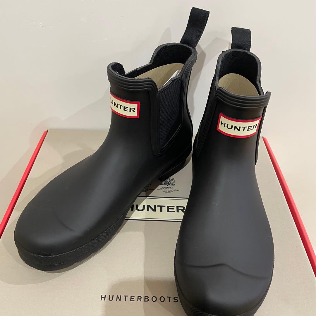 HUNTER ブラック サイドゴアブーツ　チェルシー