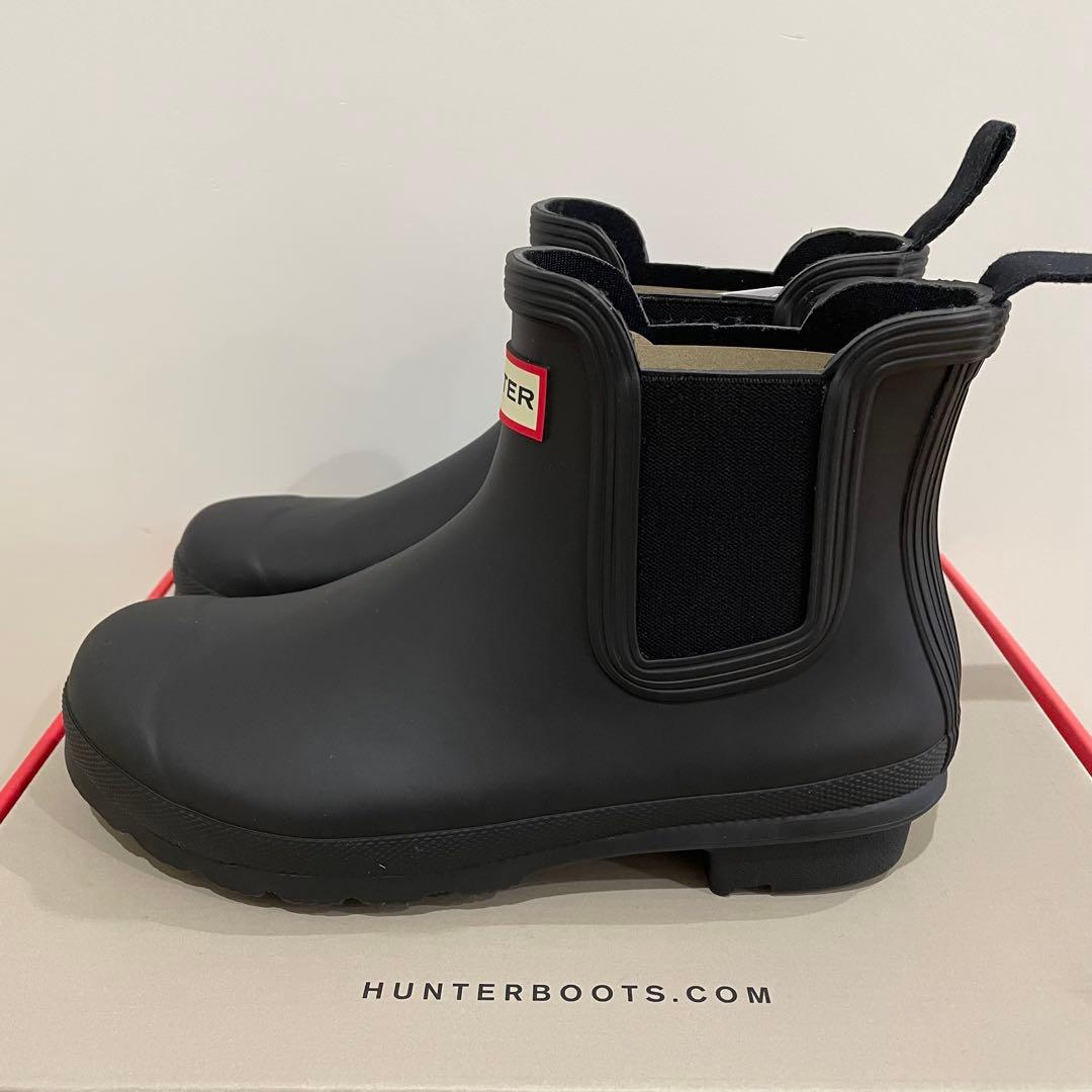 HUNTER ブラック サイドゴアブーツ　チェルシー