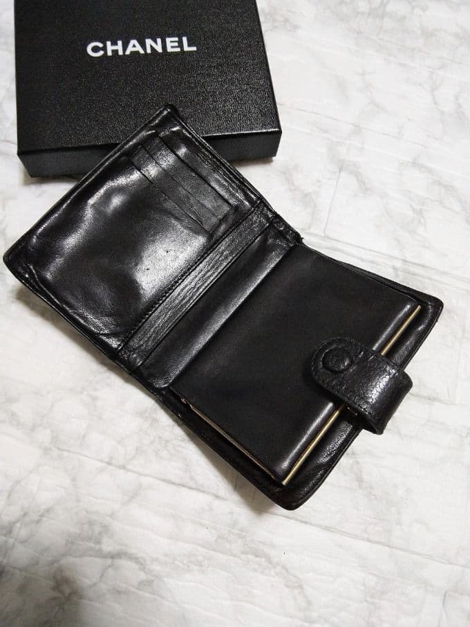 【綺麗】シャネル キャビア デカココマーク ガマ口財布
