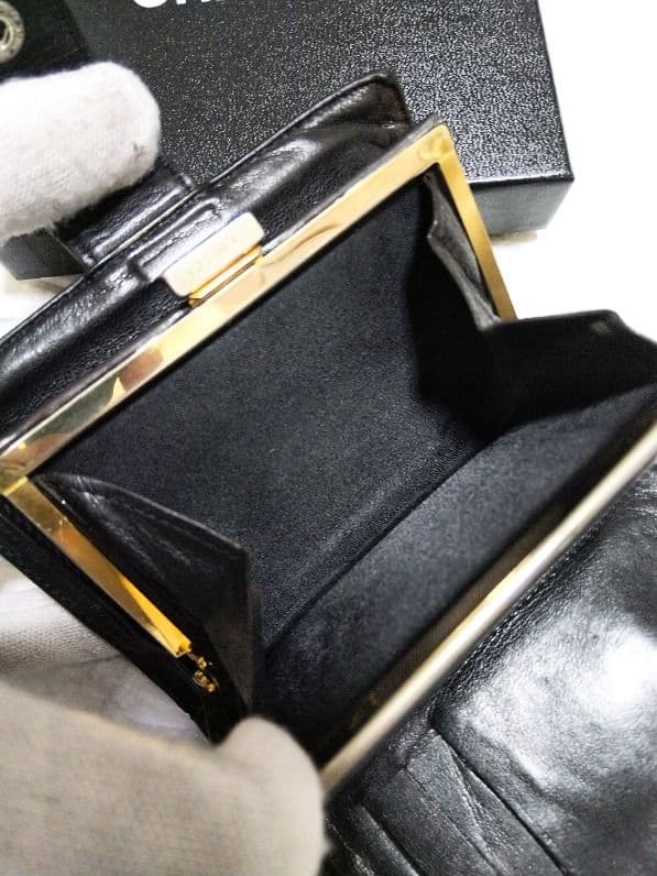 【綺麗】シャネル キャビア デカココマーク ガマ口財布