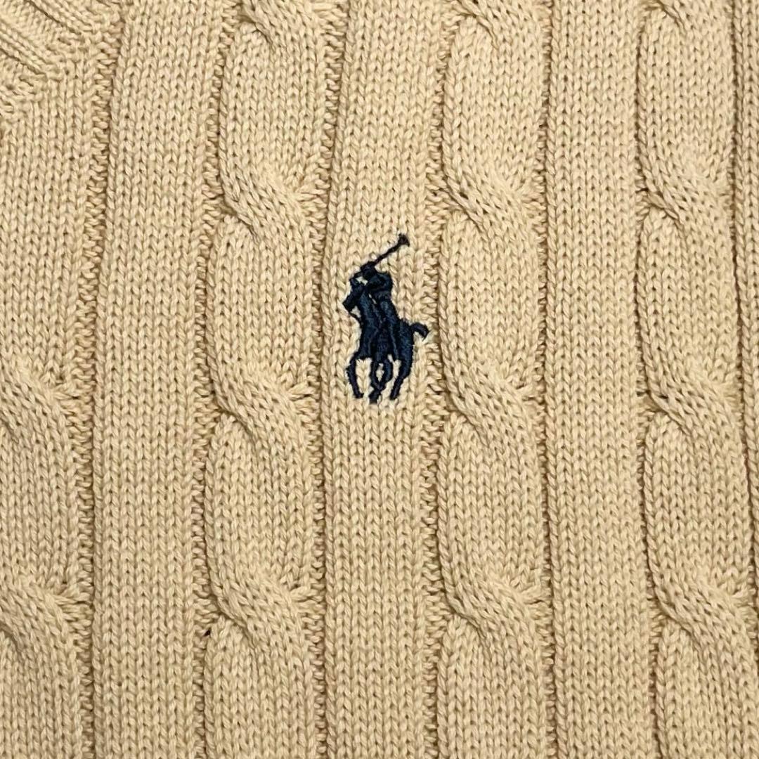 ポロラルフローレン　ケーブルニット コットン セーター ベスト・ポニーロゴ刺繍