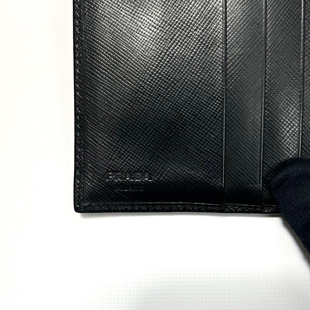 希少✨PRADA プラダ 三つ折り財布 三角ロゴ サフィアーノレザー ブラック