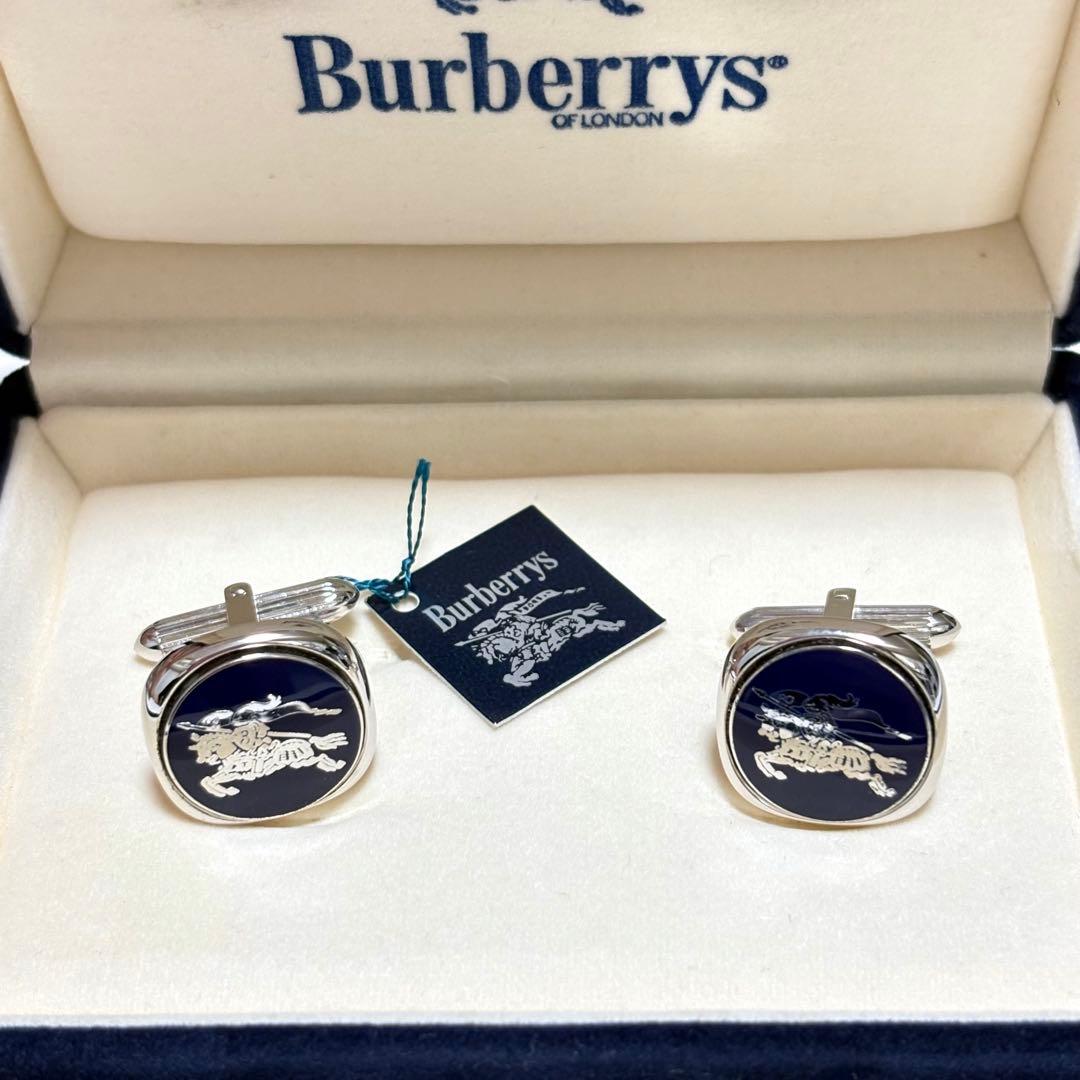 未使用 BURBERRY バーバリー カフス ホースロゴ SV925 箱付