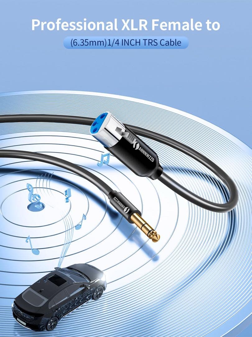 ANNNWZZD XLR-1/4 TRS-XLRケーブル 3m 2本セット