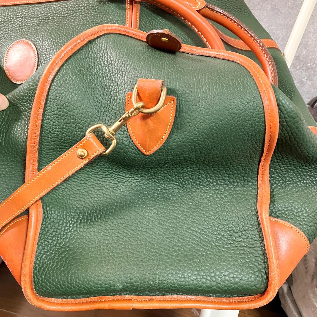 DOONEY&BOURKE　ボストンバッグ　カーキ　ロゴ　本革　横長　ショルダー