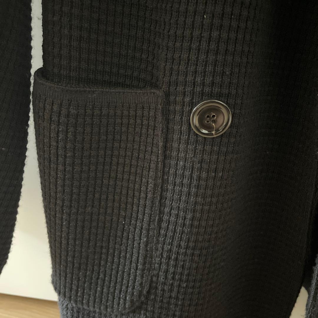 【26年1月購入】LARDINI ワッフル ニットジャケット 黒　S（M相当）