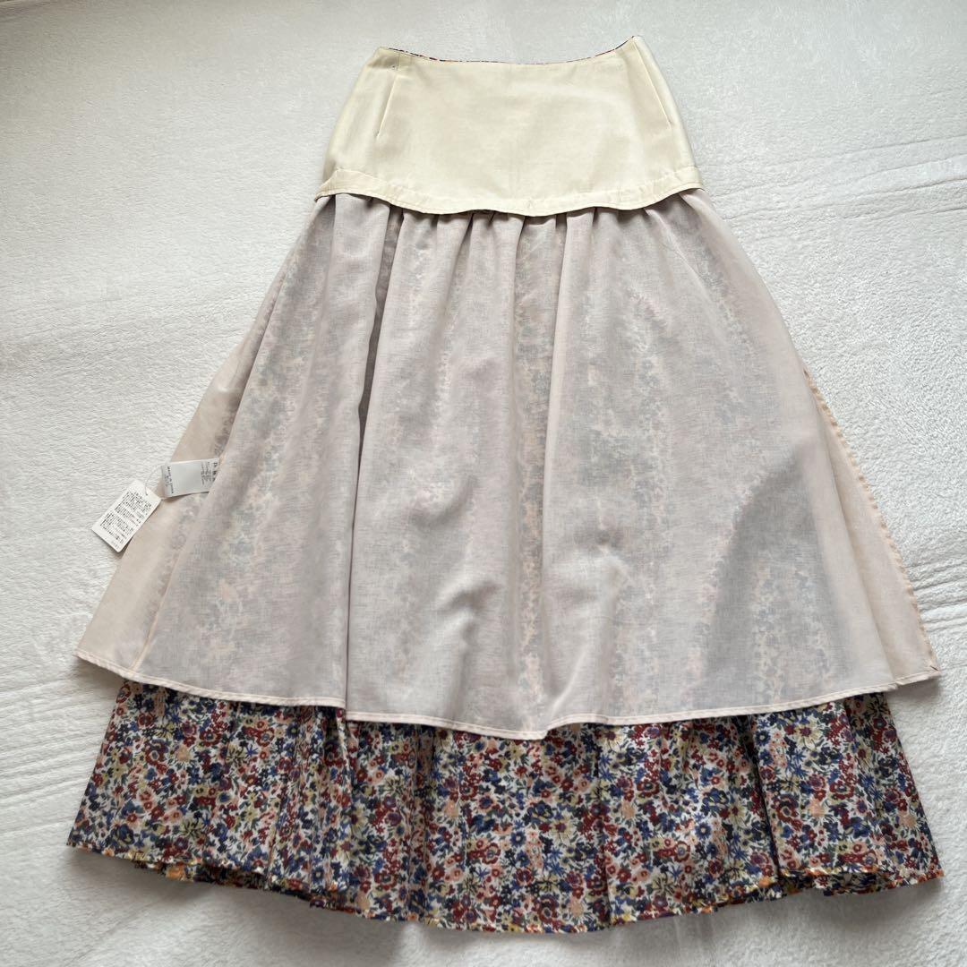 【Demi-Luxe BEAMS】 フラワープリント ギャザースカート　美品　春