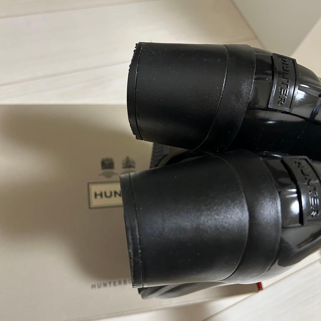HUNTER 黒 ショートレインブーツ 中ヒール