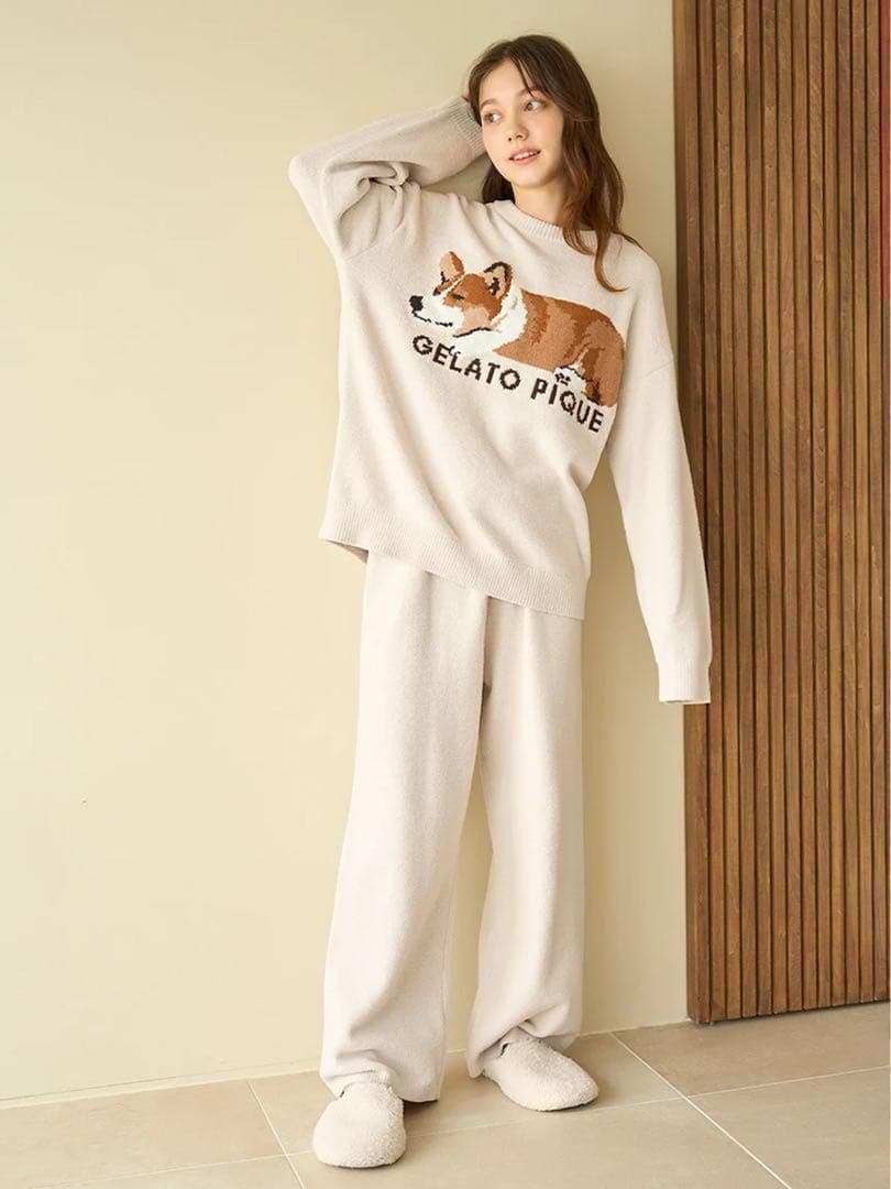 ジェラートピケ SLEEPING DOG ジャガードプルオーバー&ロングパンツ