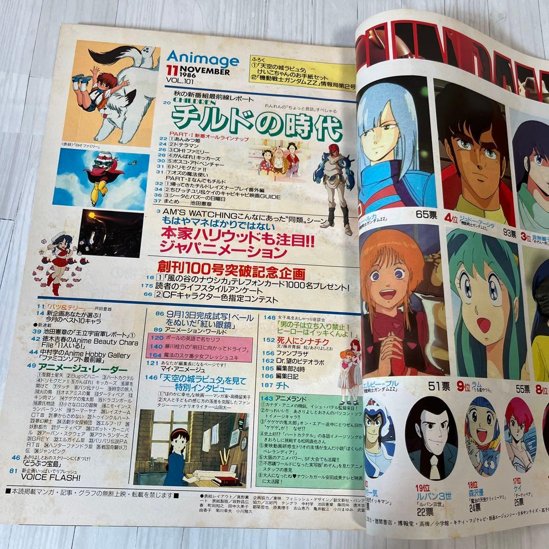アニメージュ1986年7月号〜12月号　6冊セット