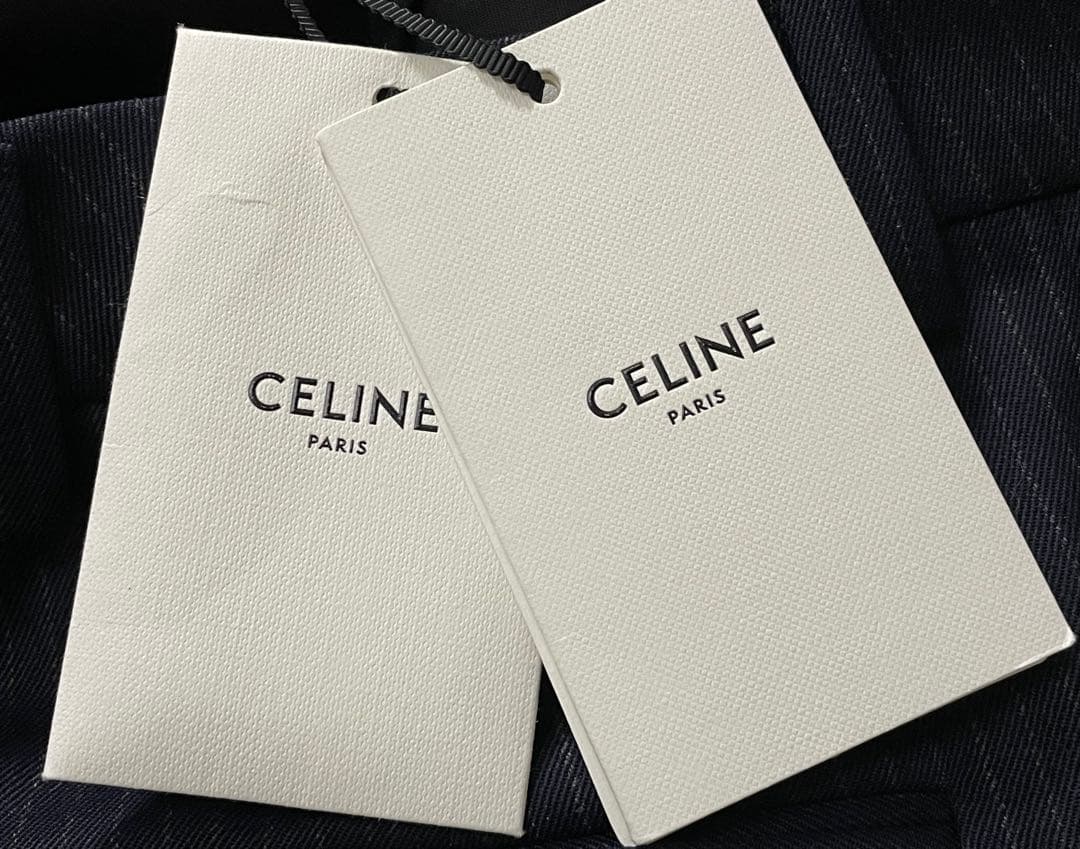 23AW CELINE ダブルブレストスーツ ダークネイビー シャドーストライプ