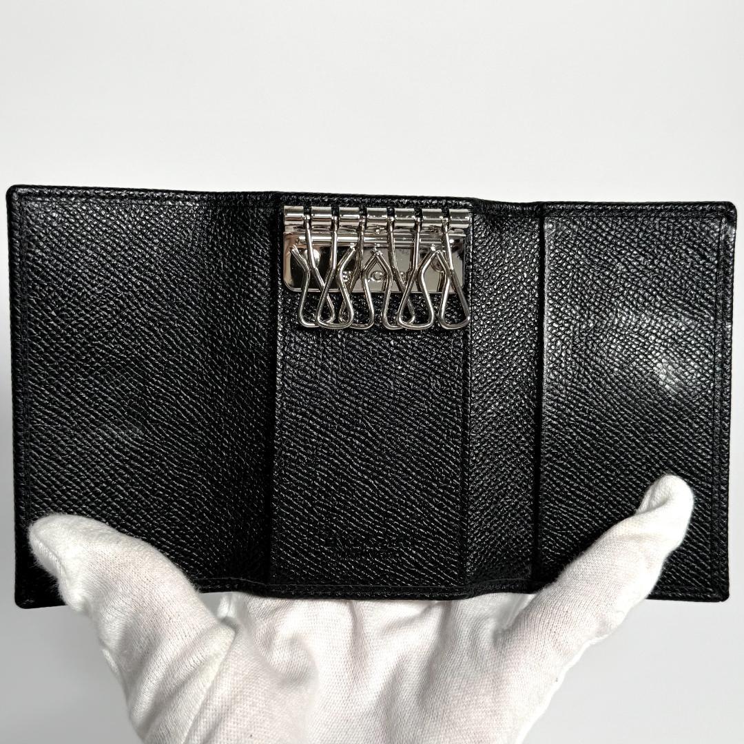BVLGARI　ブルガリ　ロゴクリップ　キーケース　キーホルダー　レザー　黒