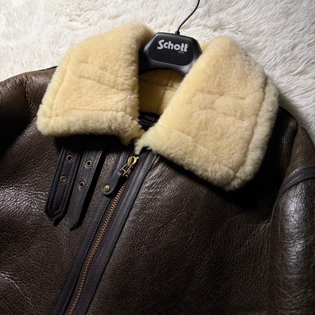 S*要様 極美品■schott B-3 フライトジャケット　羊革　ムートン　25