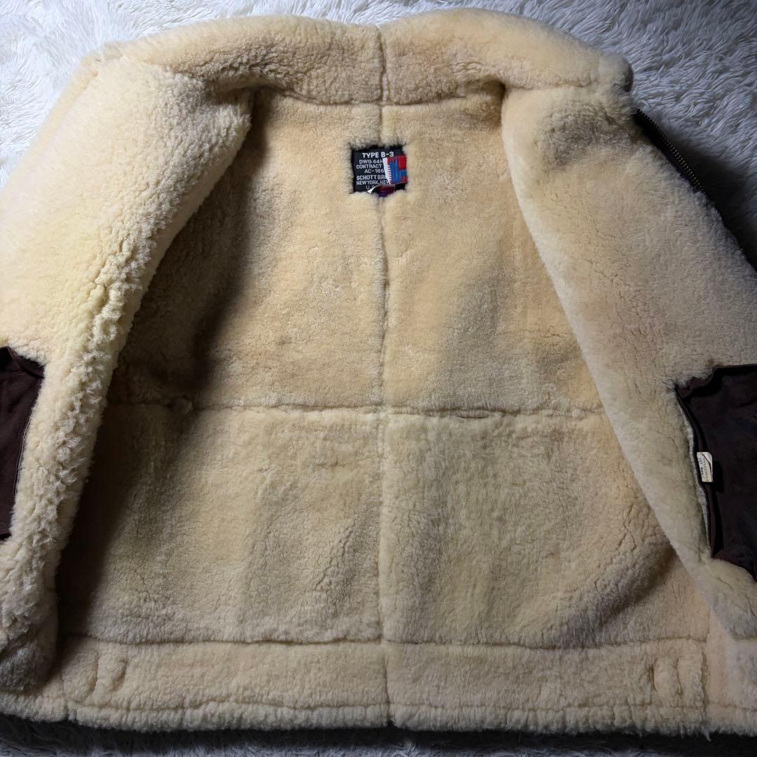 S*要様 極美品■schott B-3 フライトジャケット　羊革　ムートン　25
