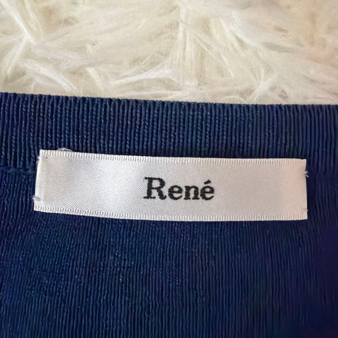 極美品✨Rene ルネ フラワーボタン カーディガン ネイビー 36 上品人気春