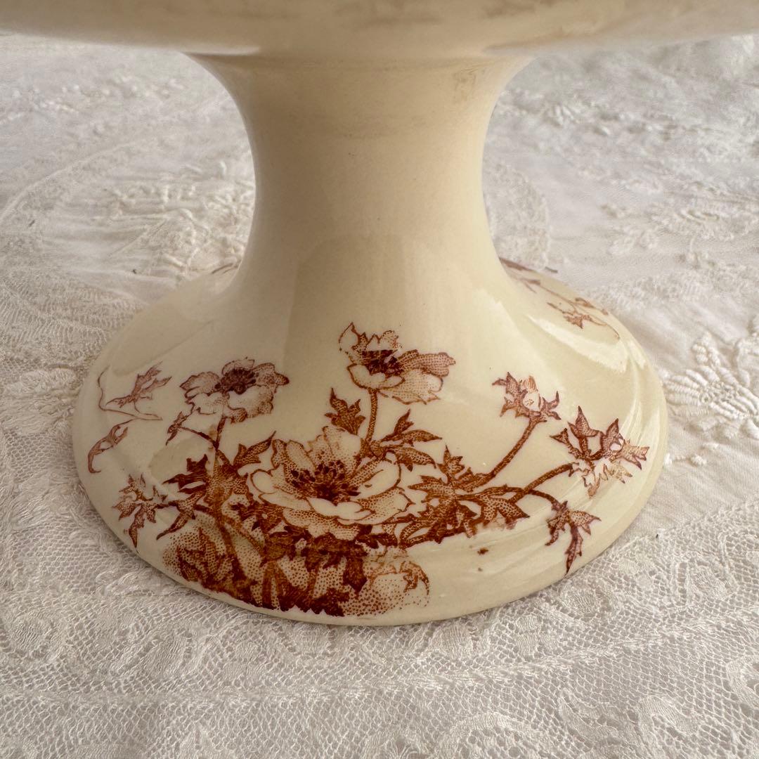 訳有　フランスアンティーク Gien ジアン Anemones ケーキスタンド