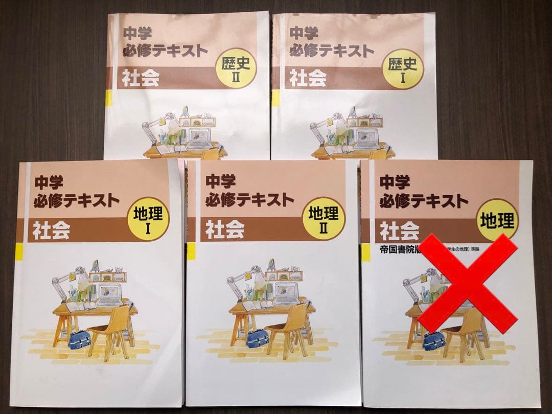 書き込みナシ 中学必修テキスト 中学 社会 歴史 地理 塾 教材 問題集 セット