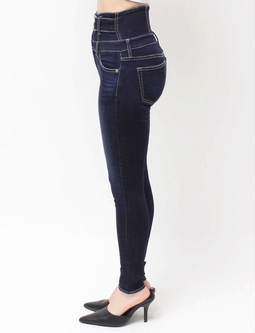 GYDA ハイウエストGD bijou MOLD フロントZIP スキニーパンツ