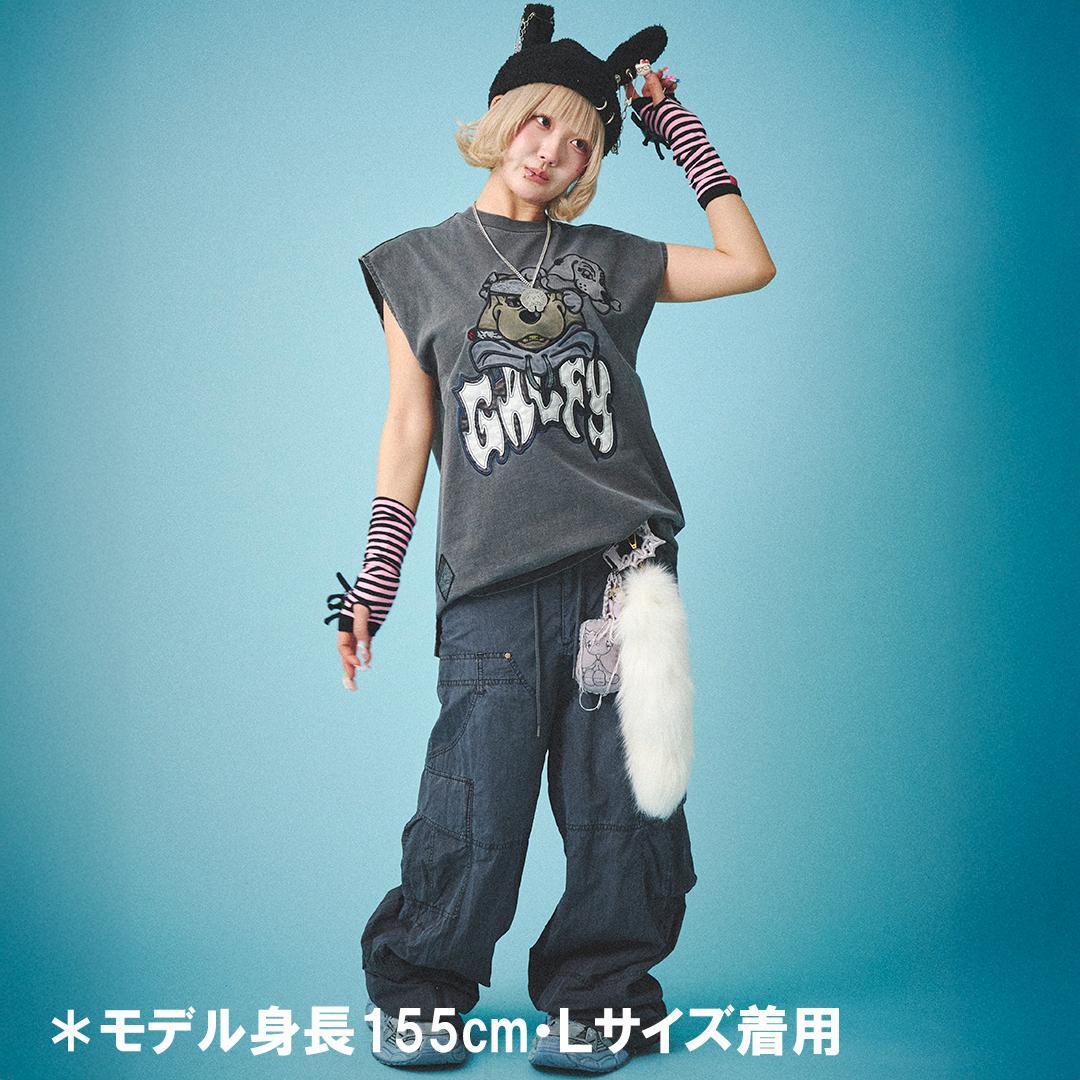新品・SALE XL ガルフィー ムラ染め ノースリーブ Tシャツ ビッグ 黒