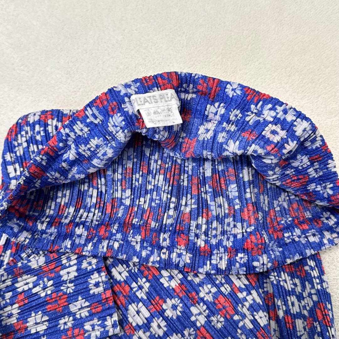 美品✨PLEATS PLEASE プリーツ　ロングスカート　花柄　ネイビー