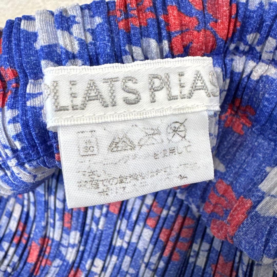 美品✨PLEATS PLEASE プリーツ　ロングスカート　花柄　ネイビー