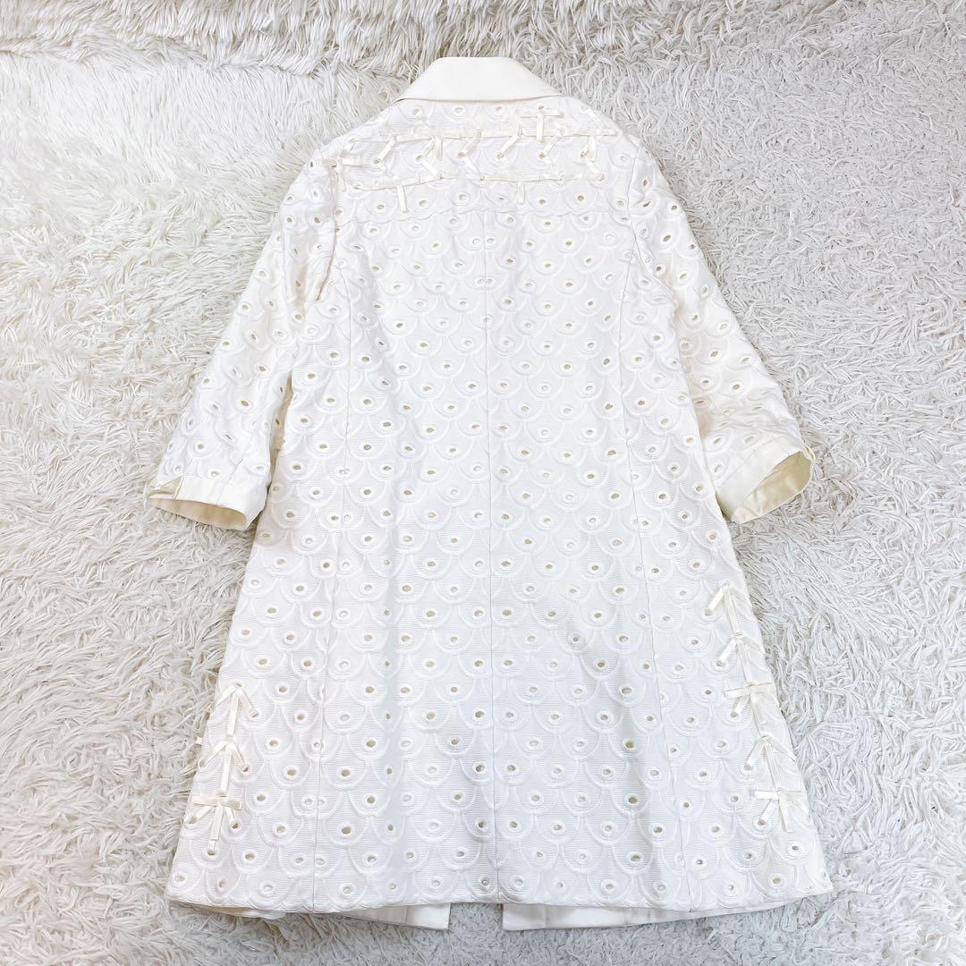Lois CRAYON✨ジャケット ワンピース 2点セット 刺繍 白 リボン M