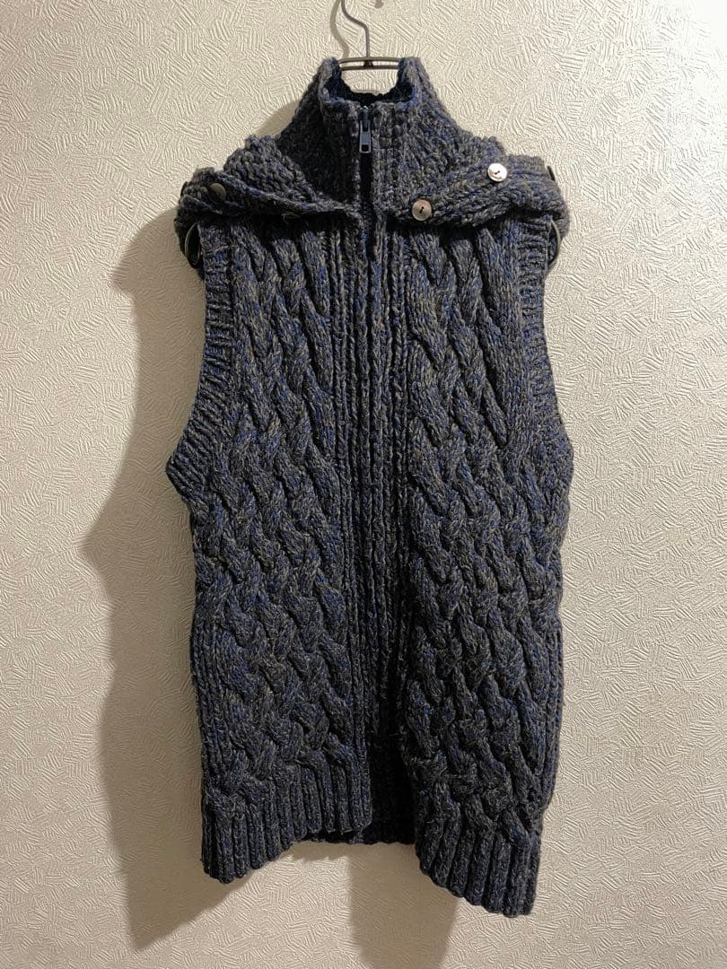 sacai フーデッド ケーブル ニット ベスト / サカイ ミックス フリル