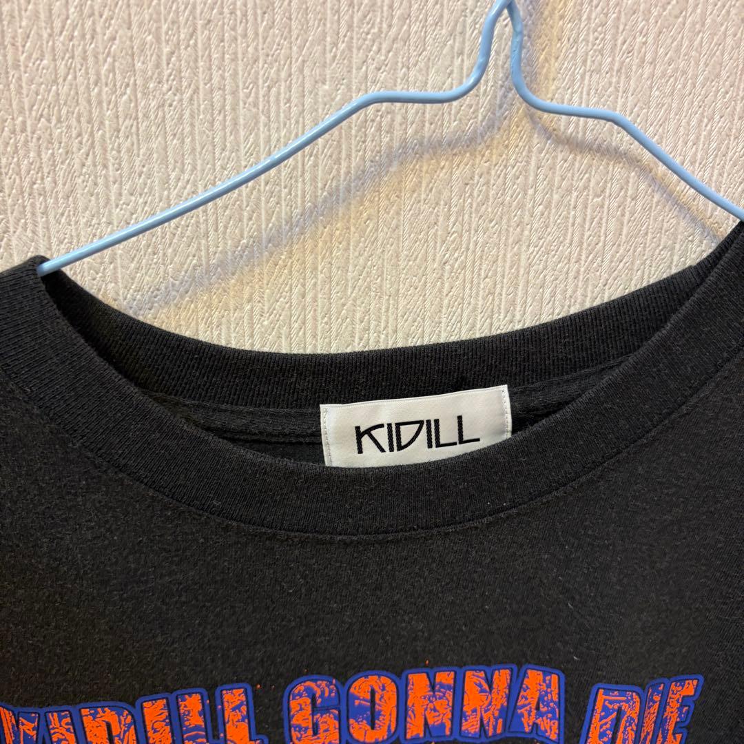 kidill キディル　tシャツ スミクロ　ダメージ　黒　プリント　半袖