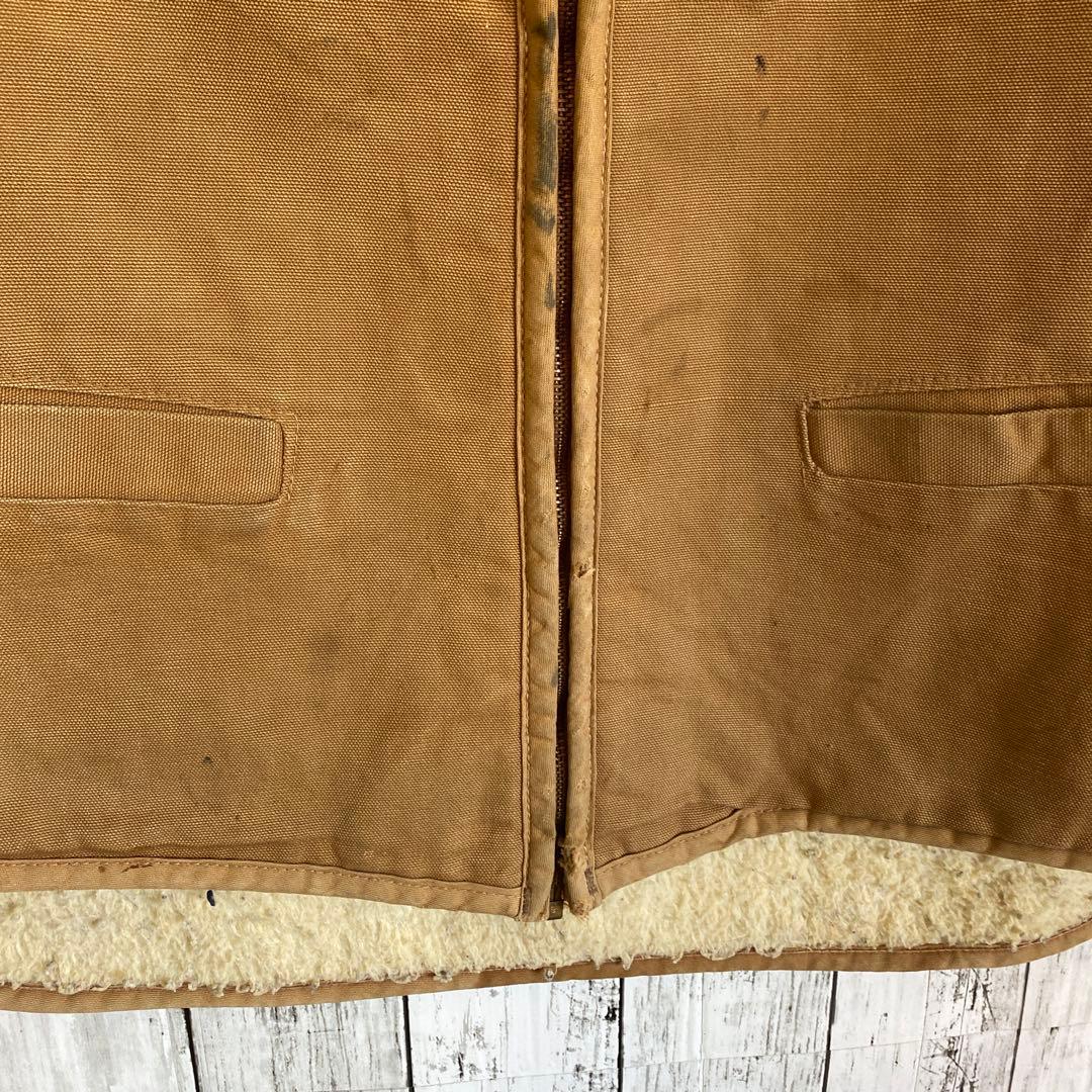 【貴重】Carhartt ダックベスト ボア裏地 ブラウン BRN XXL