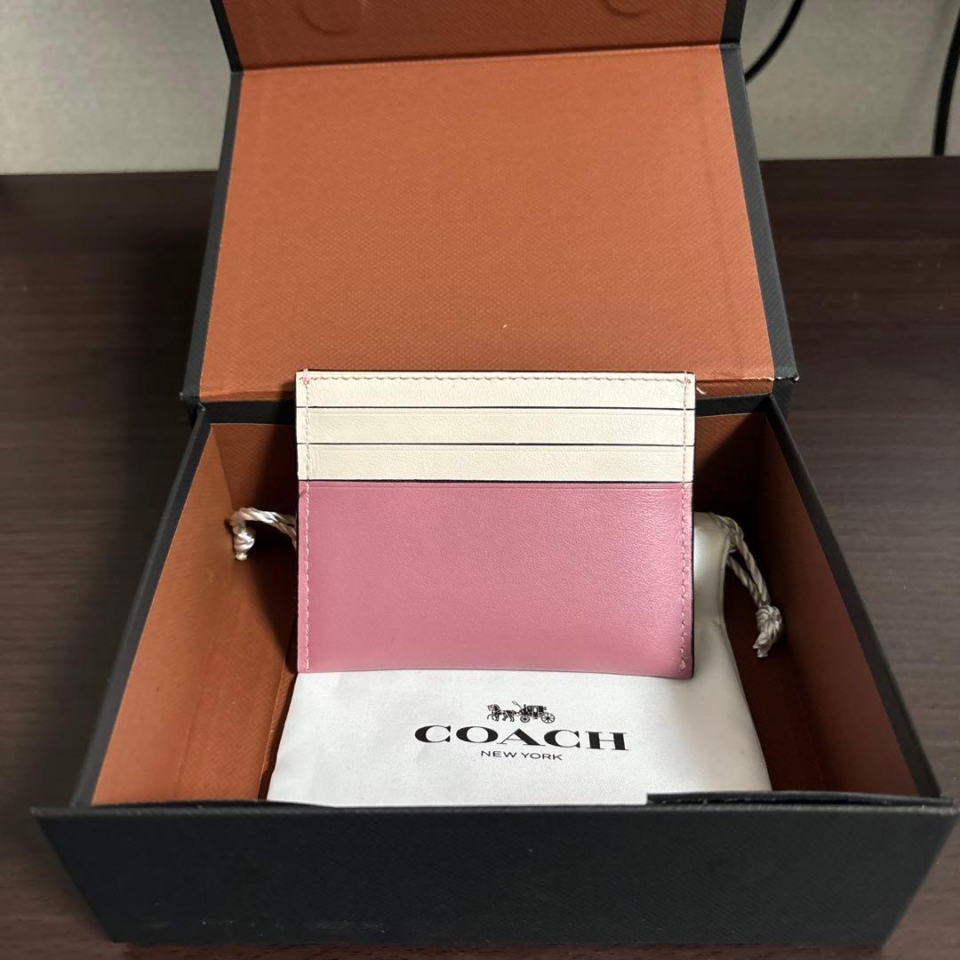 【新品】【限定品】レザー coach ピッグ フラットカードケース パスケース