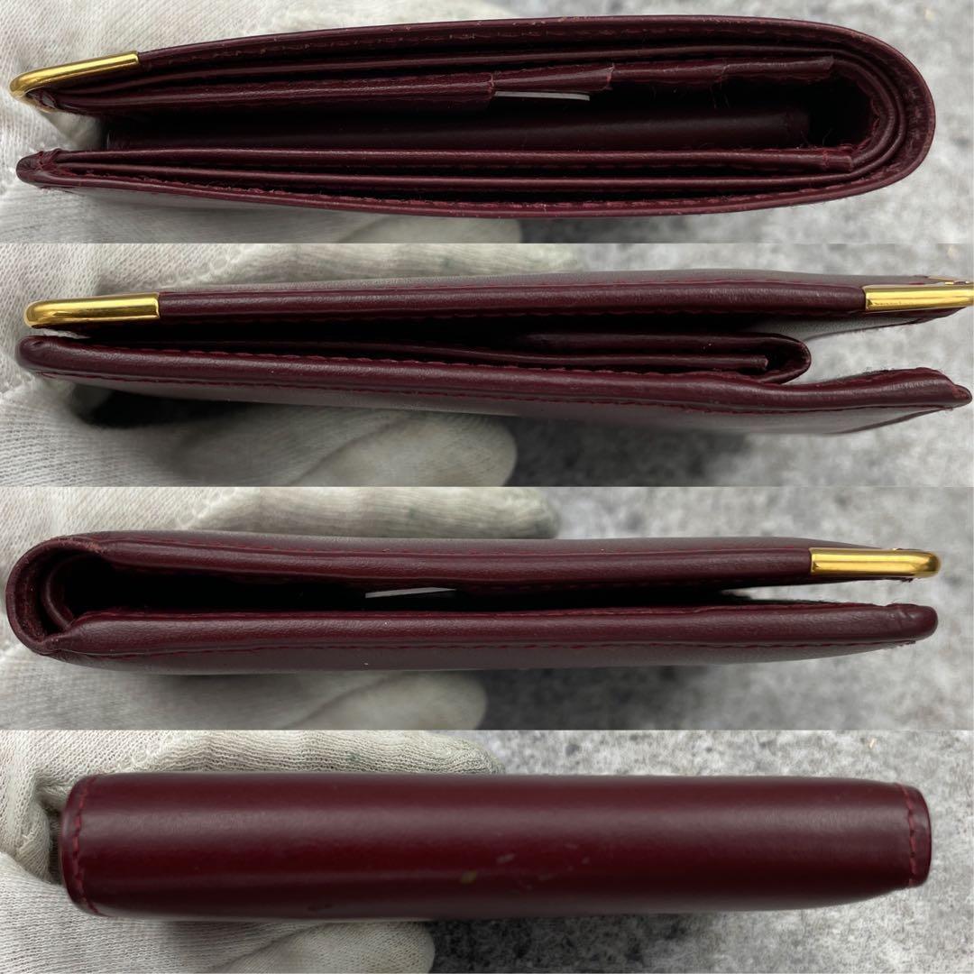 【美品】Cartier カルティエ 折り財布 ボルドー マストライン 赤 レッド