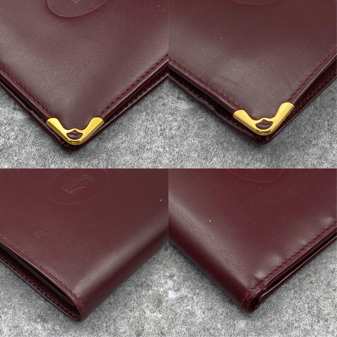 【美品】Cartier カルティエ 折り財布 ボルドー マストライン 赤 レッド