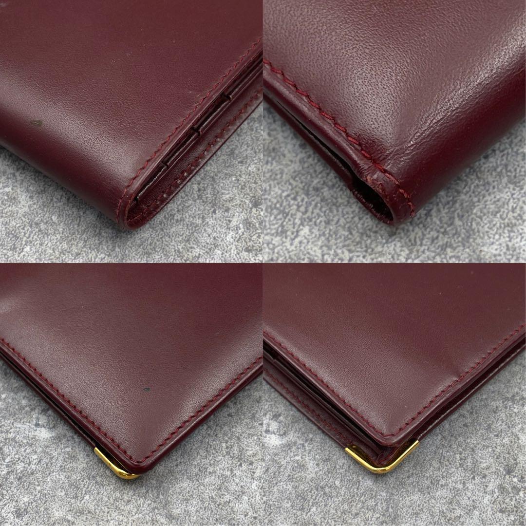 【美品】Cartier カルティエ 折り財布 ボルドー マストライン 赤 レッド
