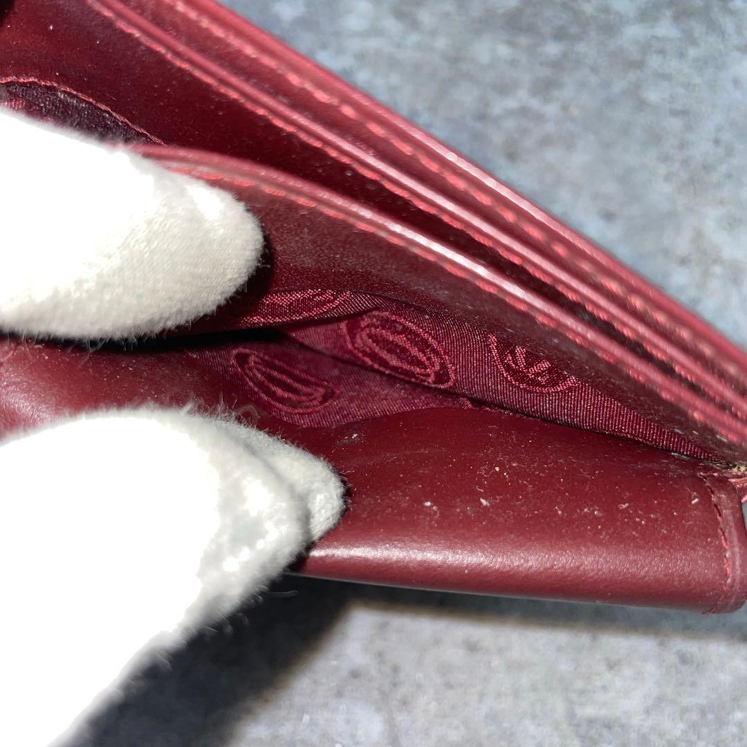 【美品】Cartier カルティエ 折り財布 ボルドー マストライン 赤 レッド