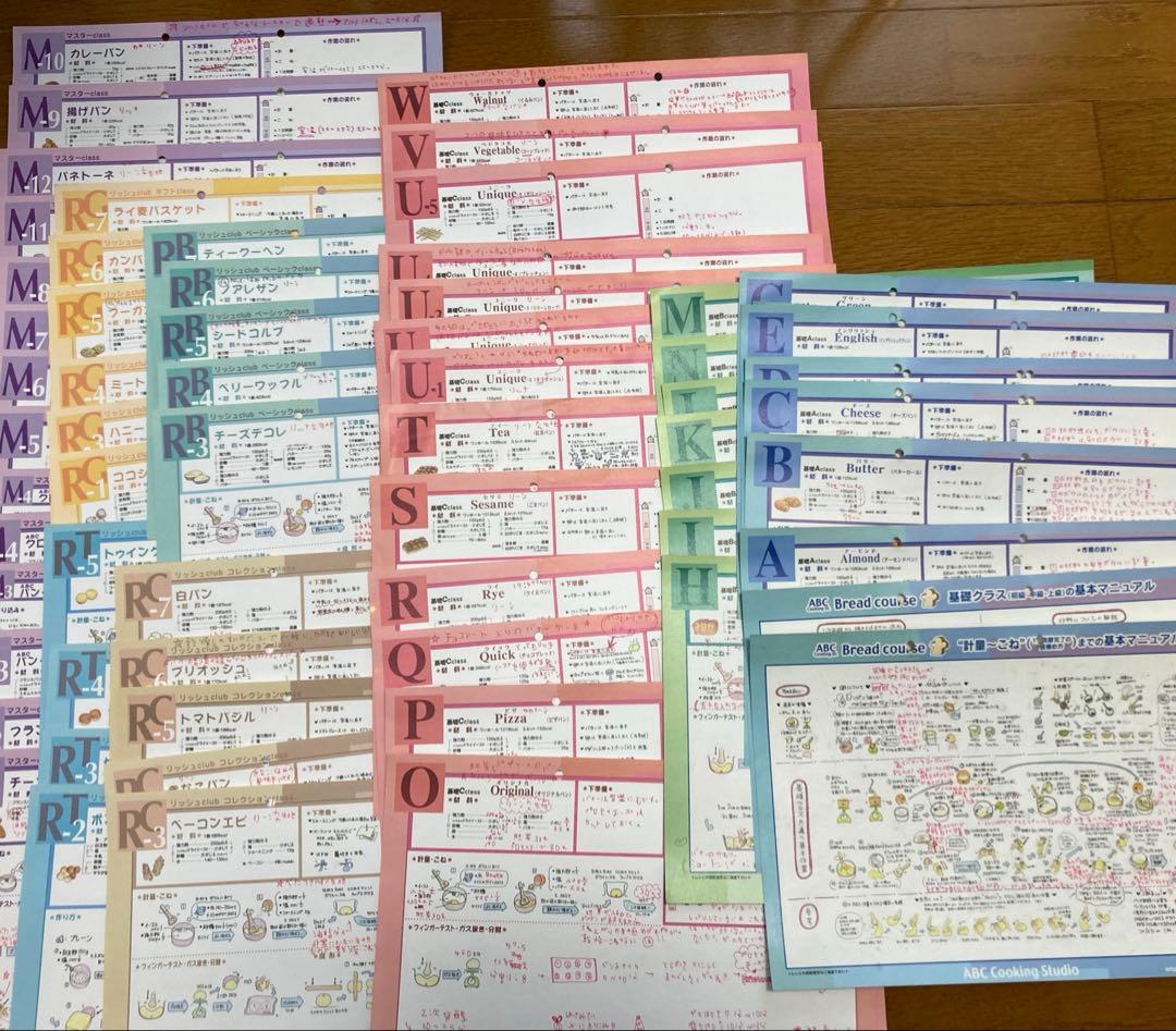ABCクッキング パンコース レシピ　基礎〜マスター師範取得まで　書き込みあり