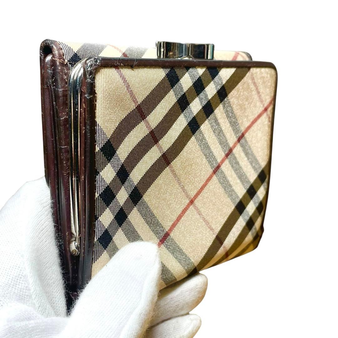 良品 BURBERRY BLUE LABEL 折り財布 がま口 ノバチェック