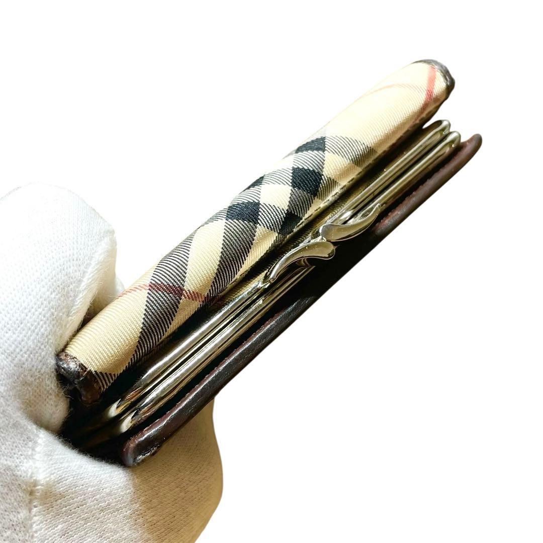 良品 BURBERRY BLUE LABEL 折り財布 がま口 ノバチェック