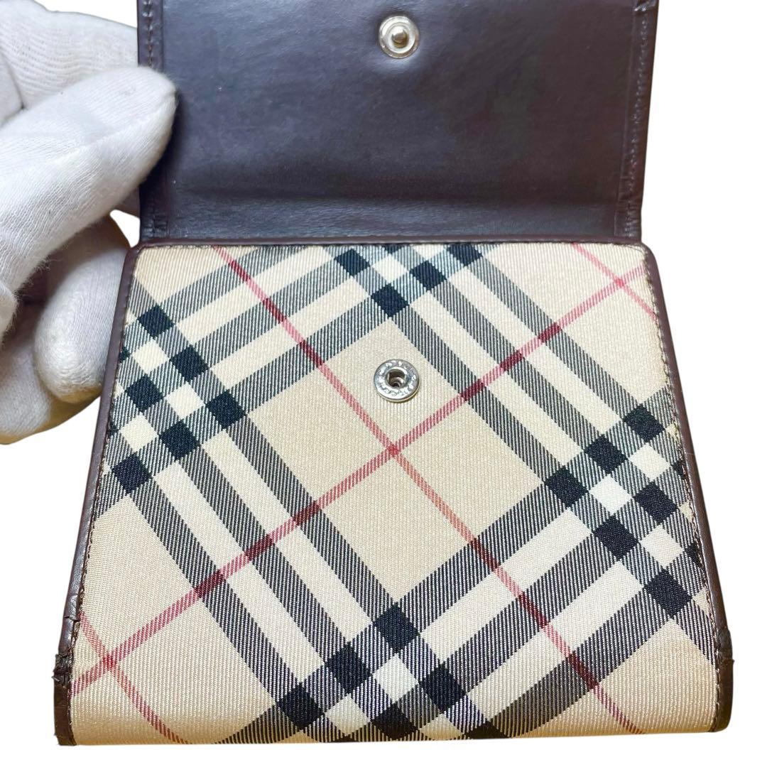 良品 BURBERRY BLUE LABEL 折り財布 がま口 ノバチェック