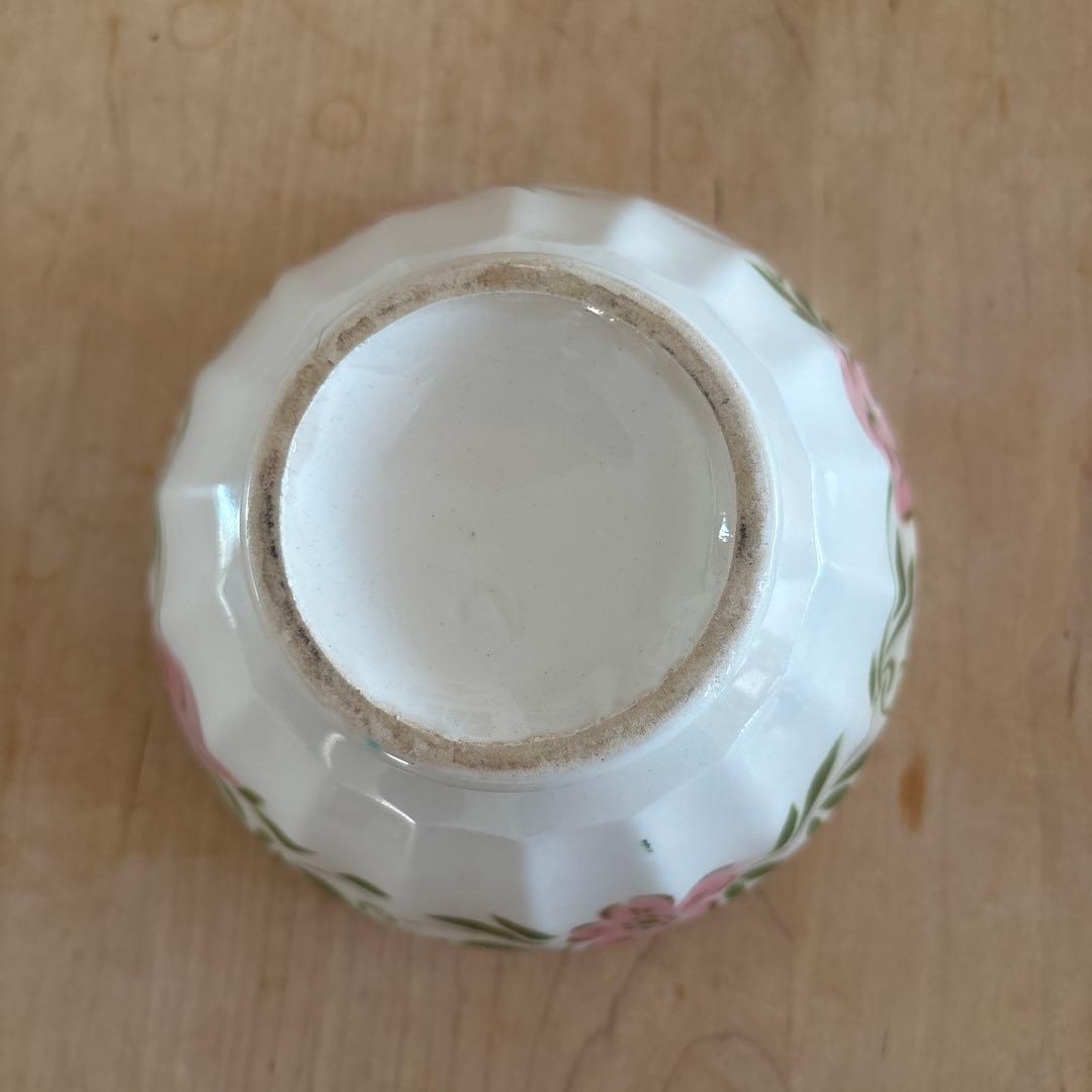 アンティーク 花柄陶器 カフェオレボウル