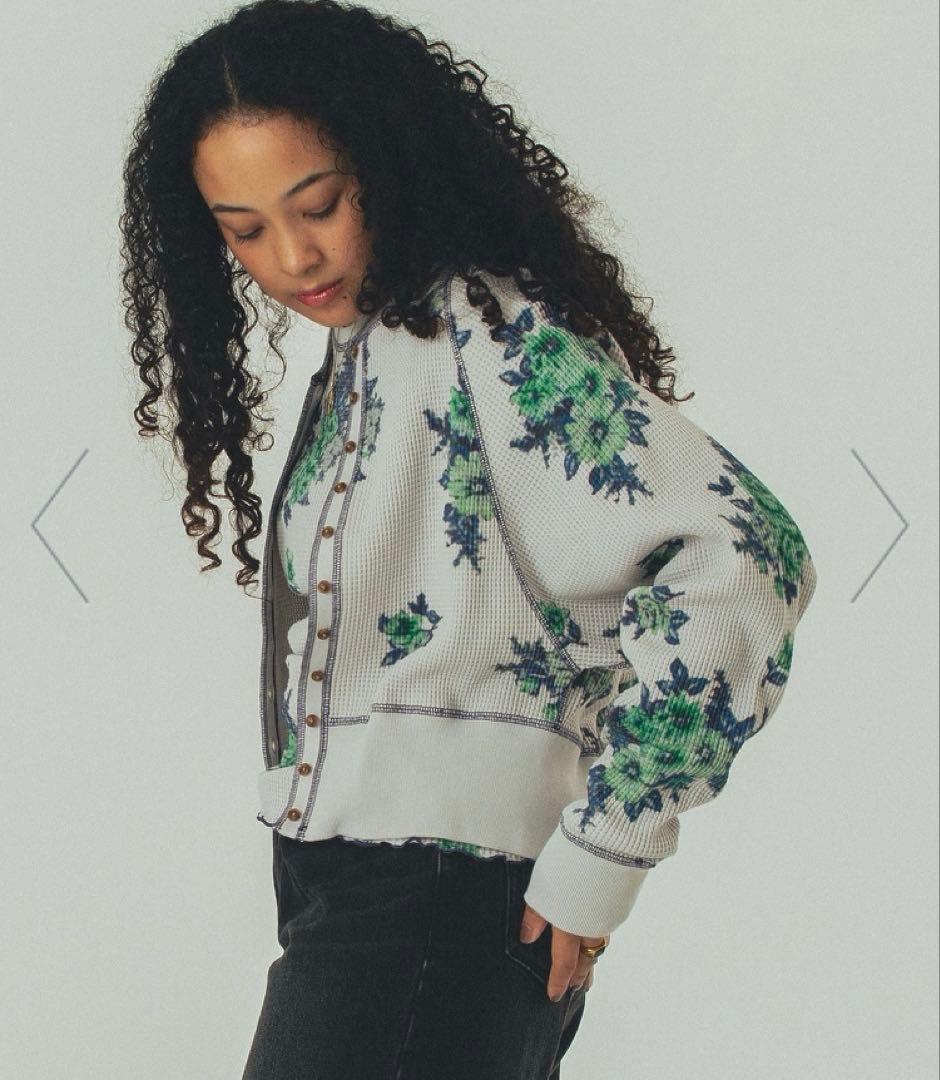 ☆★ mag FLOWER PRINT WAFFLE CARDIGAN★☆