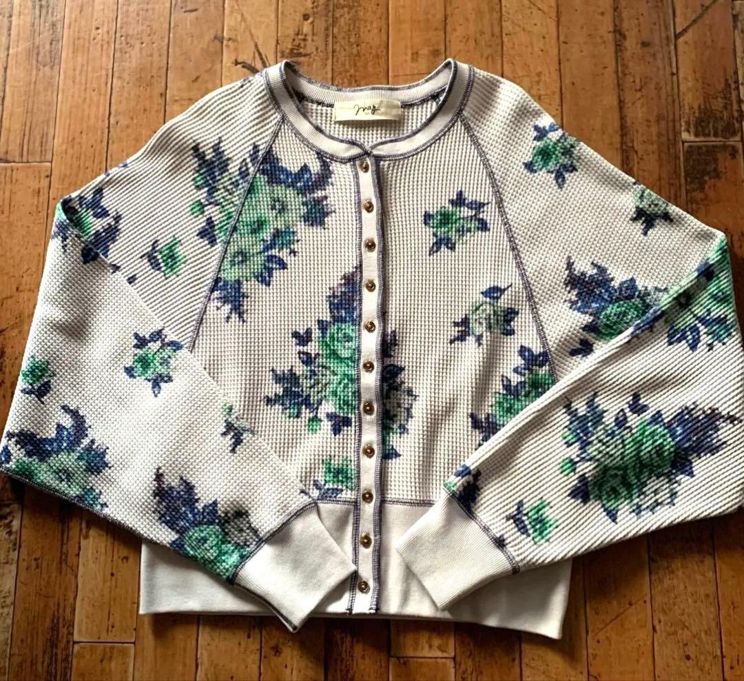 ☆★ mag FLOWER PRINT WAFFLE CARDIGAN★☆