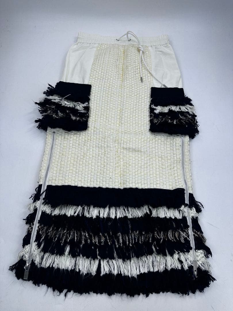 希少/美品 2021/sacai/ツイード フリンジ スカート