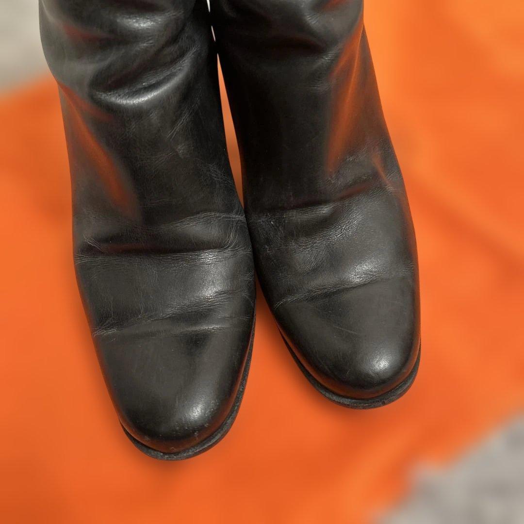 値下げ！！HERMES ブラック ロングブーツ 36.5 23.5センチ　難あり