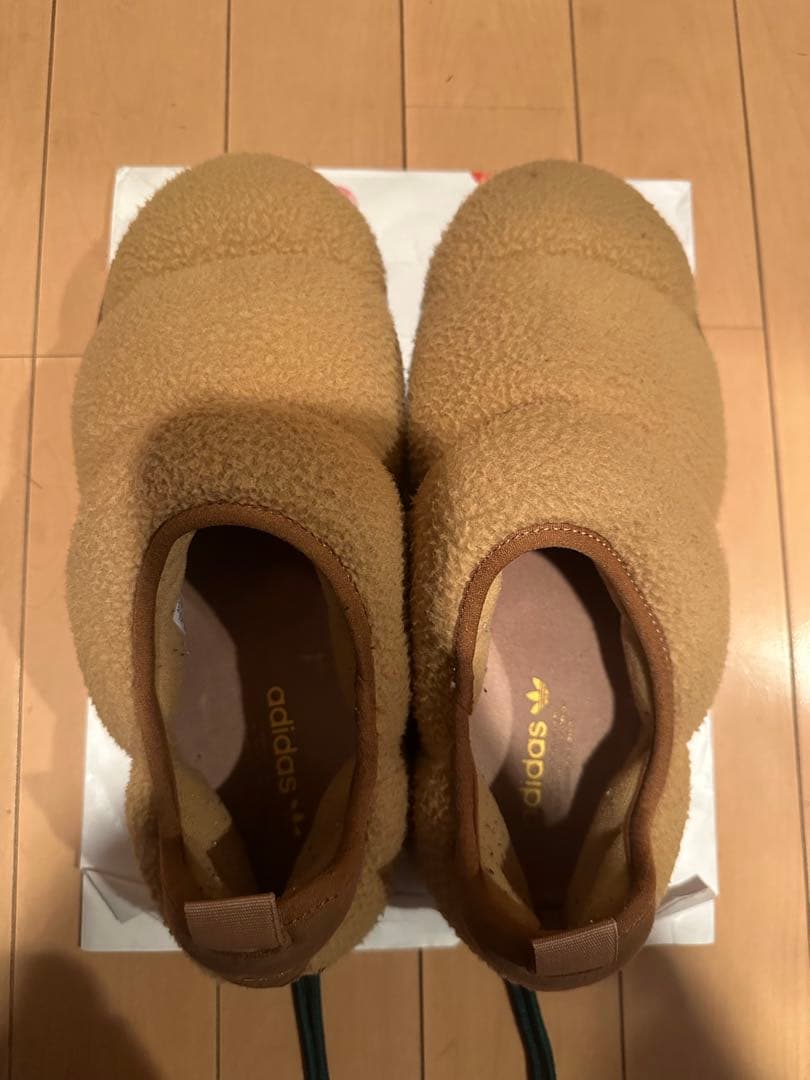 【美品】adidas パフィレッタ ボア スリッポン ブラウン25.5cm